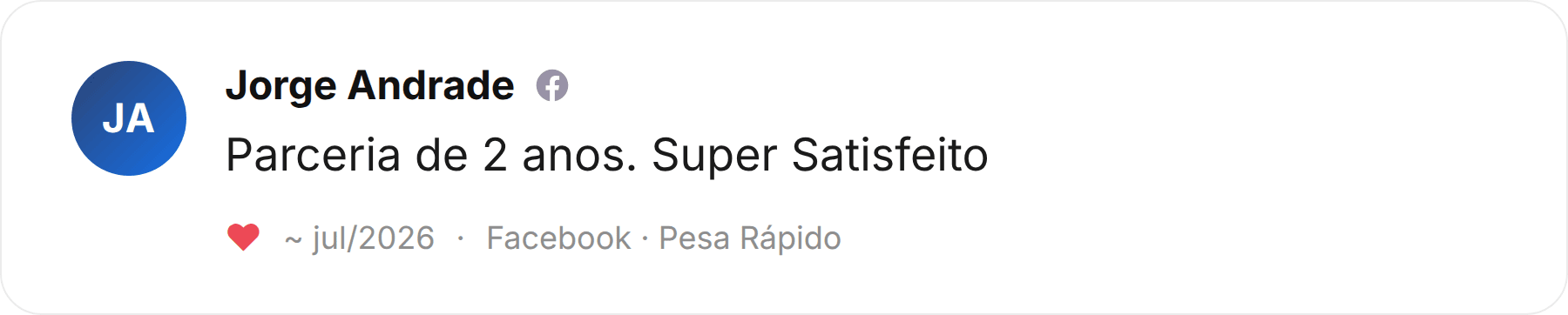 Comentário de Jorge Andrade publicado no Facebook sobre a Pesa Rápido