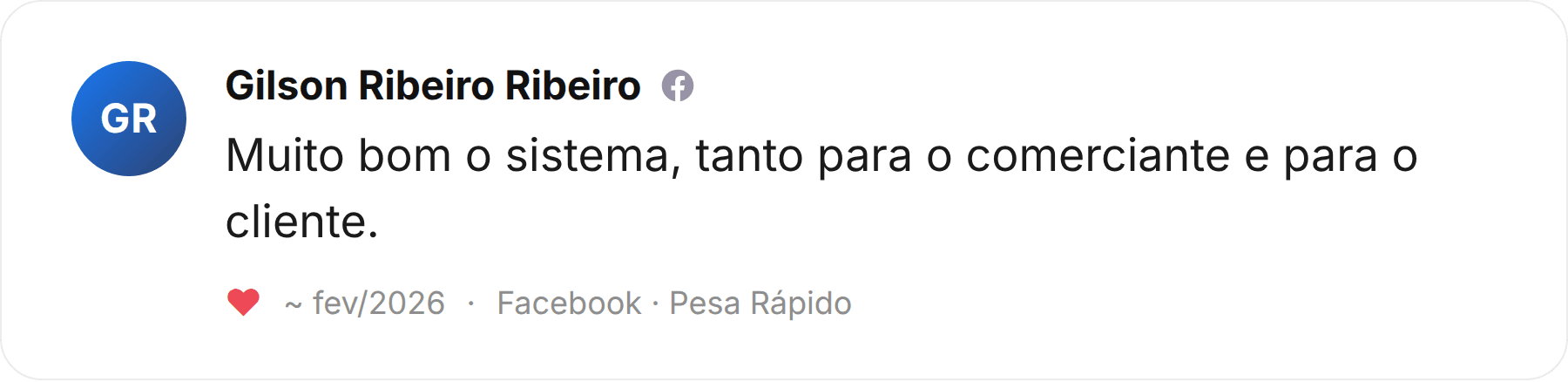 Comentário de Gilson Ribeiro publicado no Facebook sobre a Pesa Rápido