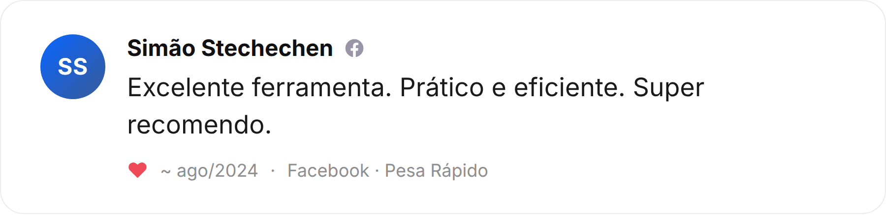Comentário de Simão Stechechen publicado no Facebook sobre a Pesa Rápido